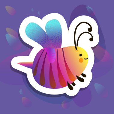 Renkli karikatür parlak küçük arı. Gülümseme ve çocuk kitapları için mutlu böcek. Sıvı yenilik tasarım