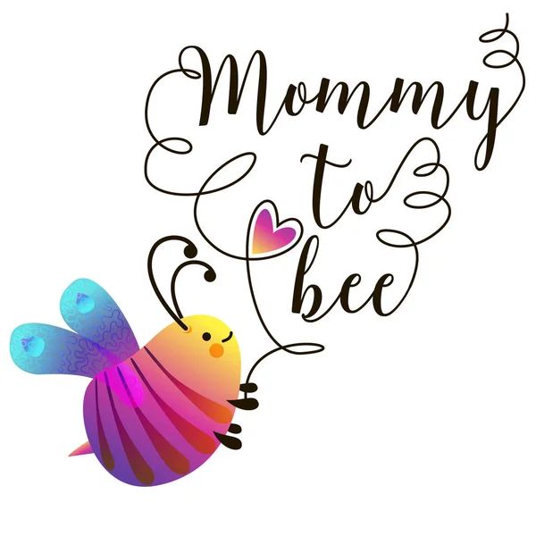 Babydusche Einladungsvorlage mit Text Mama zu Biene. niedliches Kartendesign mit Bienen. Vektorillustration. — Stockvektor