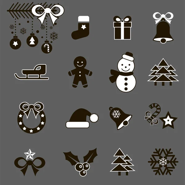 Reihe isolierter Weihnachtssymbole. flachen Stil in Neuheit modernen trendigen Design. Vektorillustration. — Stockvektor