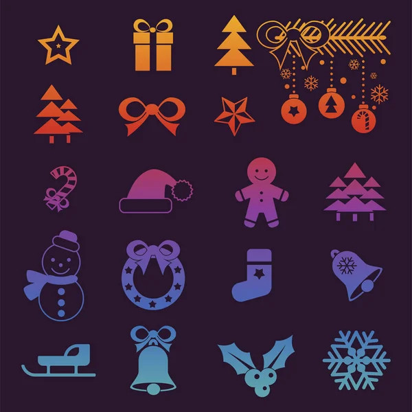 Reihe isolierter Weihnachtssymbole. flachen Stil in Neuheit modernen trendigen Design. Vektorillustration. — Stockvektor