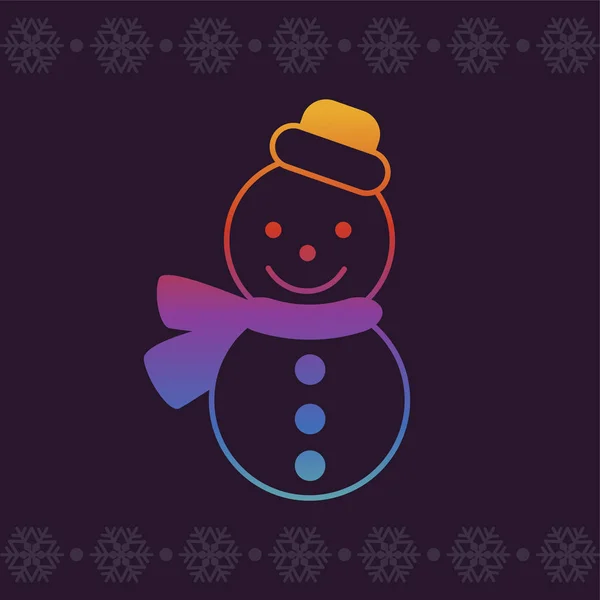 Christmas snowman. Modern colors. Line art vector icon in bright novelty gradients for apps and websites. Greeting Card — Stock Vector