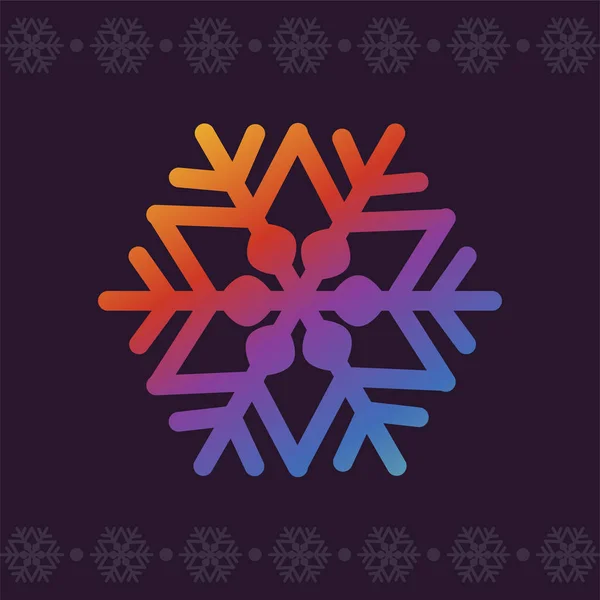 Sneeuwvlok kerst. Moderne kleuren. Lijn kunst vector icon in helder nieuwigheid verlopen voor apps en websites. Wenskaart — Stockvector