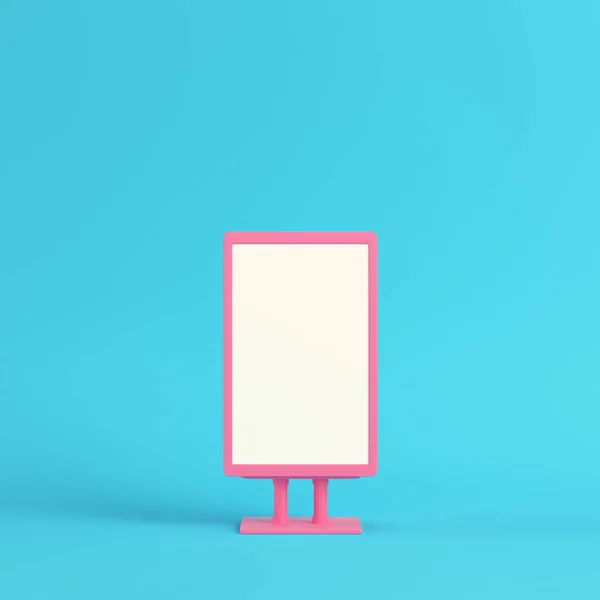 Roze Leeg Reclame Billboard Heldere Blauwe Achtergrond Pastel Kleuren Minimalisme — Stockfoto