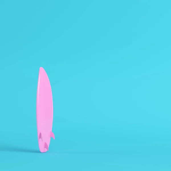 Pink Surfboard Bright Blue Background Pastel Colors Minimalism Concept Render — Stock Photo, Image