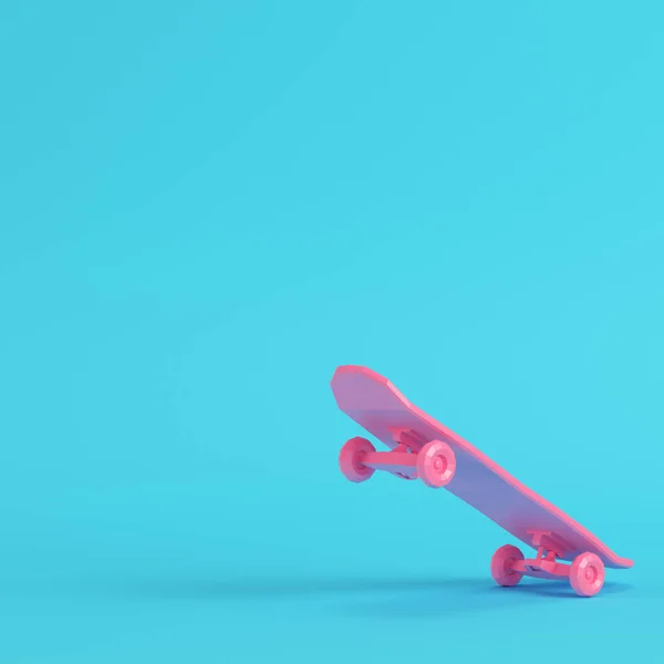 Pink Low Poly Skateboard Deck Bright Blue Background Pastel Colors — Stock Photo, Image