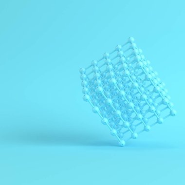 Soyut küre parlak mavi arka plan pastel renkler tel kutusunda. Minimalizm kavramı. 3D render