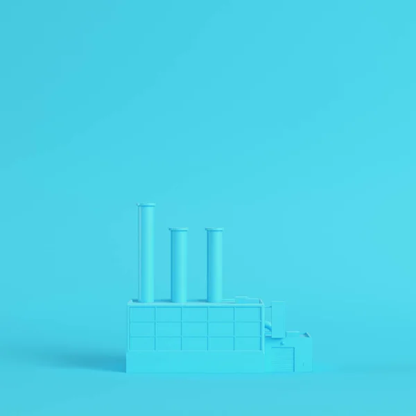 Fabriek Heldere Blauwe Achtergrond Pastel Kleuren Minimalisme Concept Render — Stockfoto