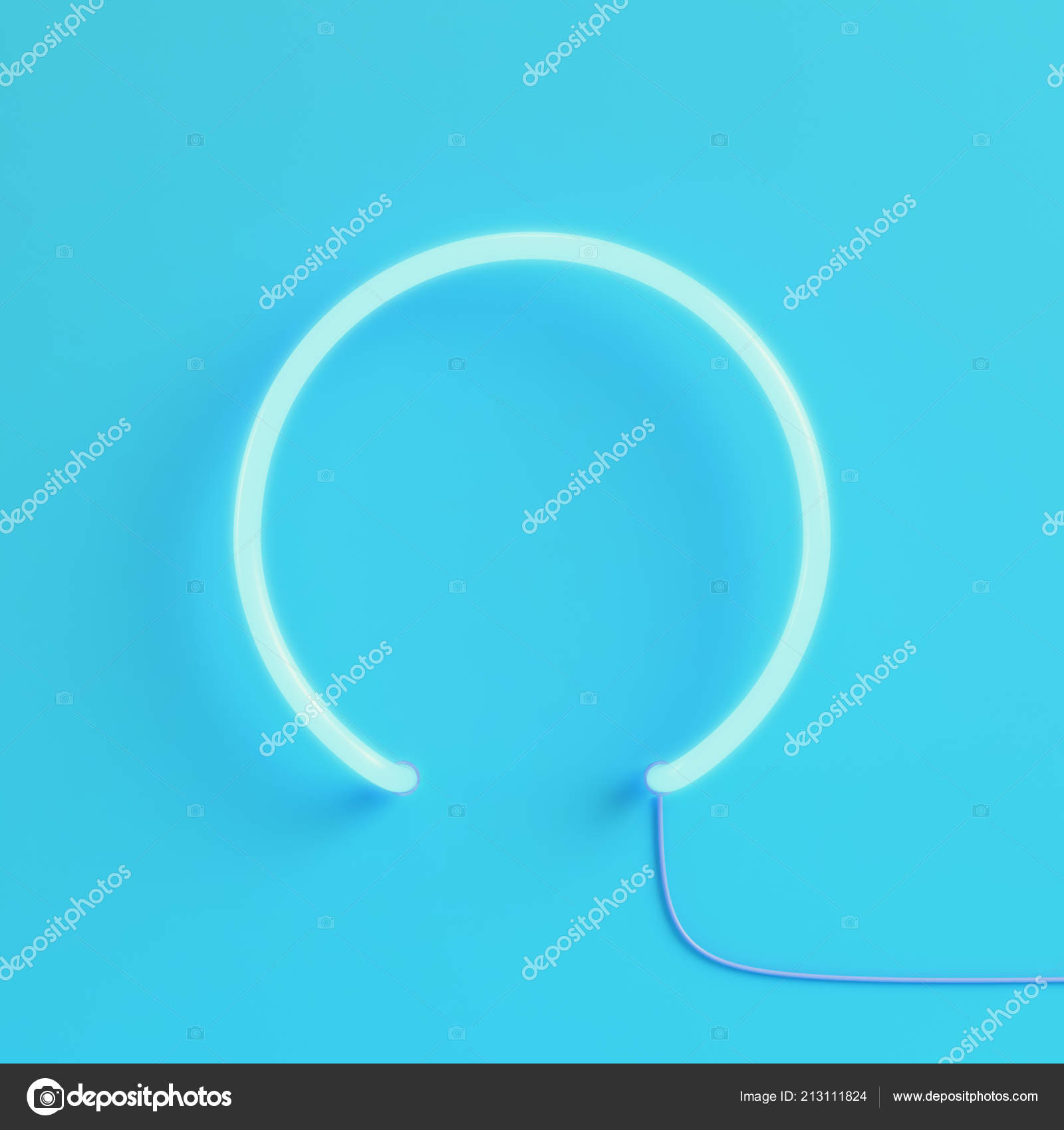 Neon Light Bright Blue Background Pastel Colors Minimalism Concept
