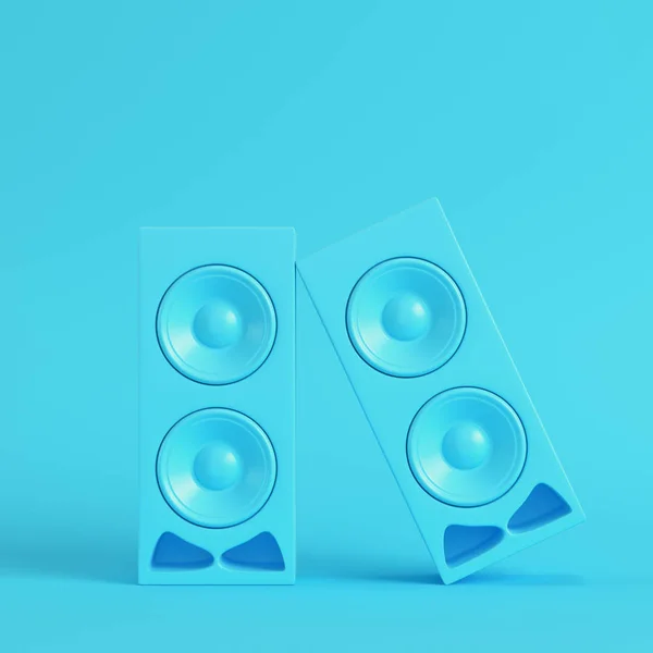 Stereo Luidsprekers Heldere Blauwe Achtergrond Pastel Kleuren Minimalisme Concept Render — Stockfoto