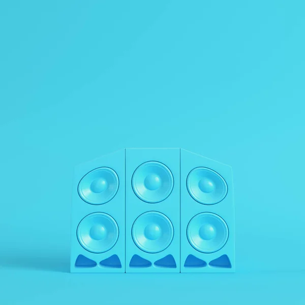 Stereo Luidsprekers Heldere Blauwe Achtergrond Pastel Kleuren Minimalisme Concept Render — Stockfoto