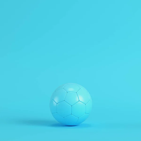 Soccer Ball Bright Blue Background Pastel Colors Minimalism Concept Render — Stock Photo, Image