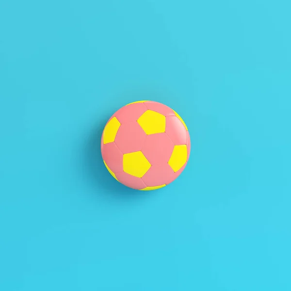 Bola Futebol Amarelo Fundo Azul Brilhante Cores Pastel Conceito Minimalismo — Fotografia de Stock