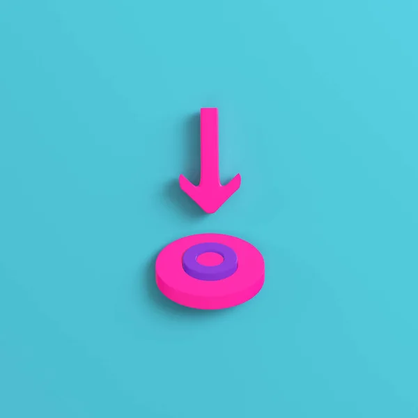 Pink Arrow Pointing Target Bright Blue Background Minimalism Concept Render — Stock Photo, Image