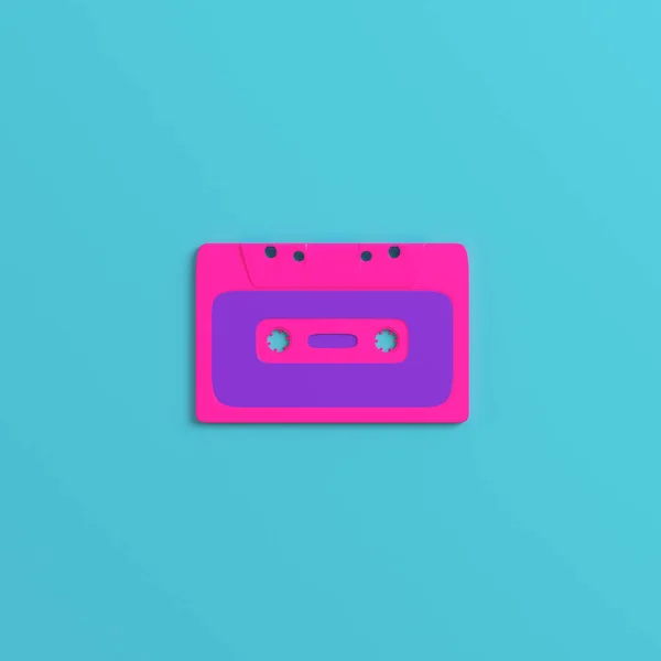 Audio Cassette Tape Bright Blue Background Minimalism Concept Render — Stock Photo, Image