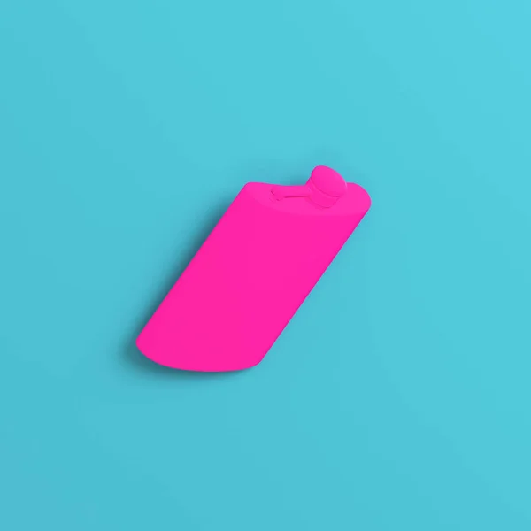 Pink Hip Flask Bright Blue Background Minimalism Concept Render — Stock Photo, Image