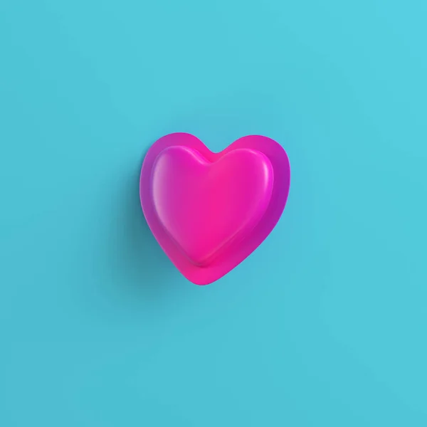 Corazón Abstracto Rosa Sobre Fondo Azul Brillante Concepto Minimalista Renderizar — Foto de Stock