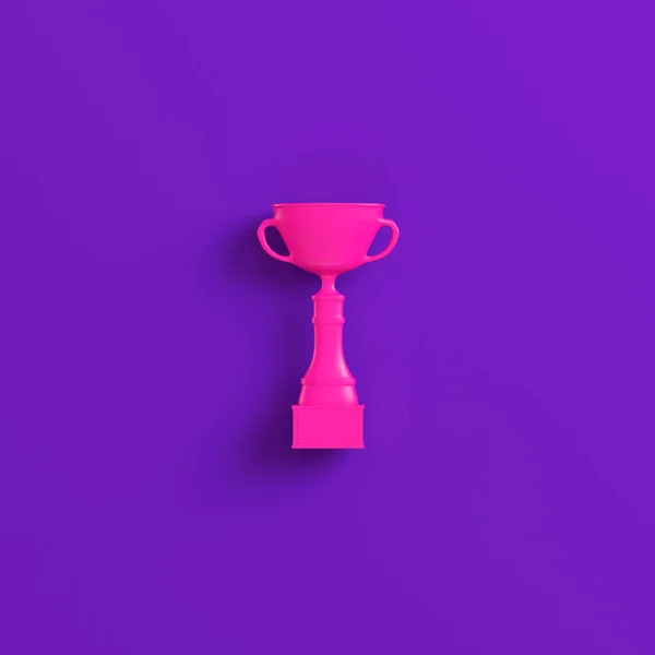 Roze Trofee Cup Paarse Achtergrond Minimalisme Concept Render — Stockfoto