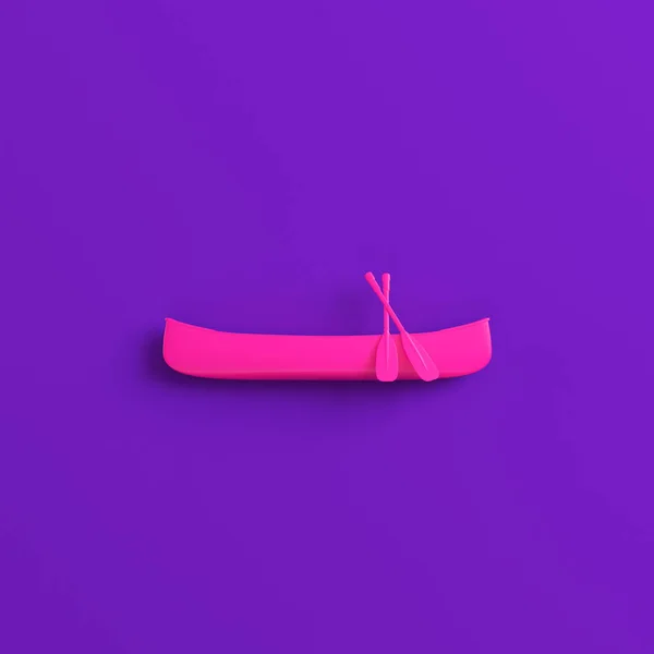 Pink Canoe Paddles Purple Background Minimalism Concept Render — Stock Photo, Image