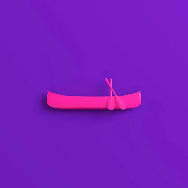 Розовое Каноэ Веслами Фиолетовом Фоне Концепция Минимализма Рендеринг — стоковое фото