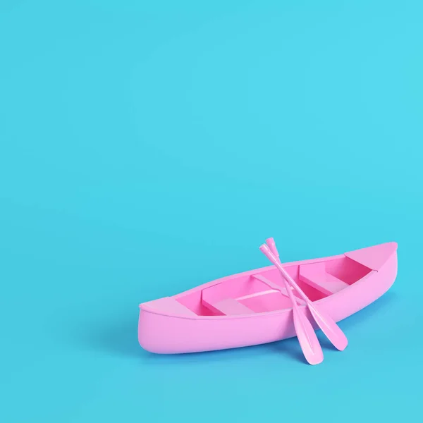 Canoa Rosa Con Paletas Sobre Fondo Azul Brillante Colores Pastel — Foto de Stock