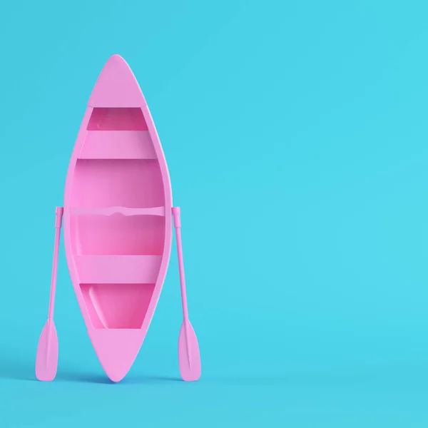 Canoa Rosa Con Paletas Sobre Fondo Azul Brillante Colores Pastel — Foto de Stock