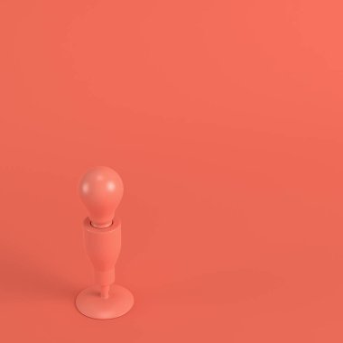 Lamba ampul yaşayan ile Mercan rengi. Minimalizm kavramı. 3D render