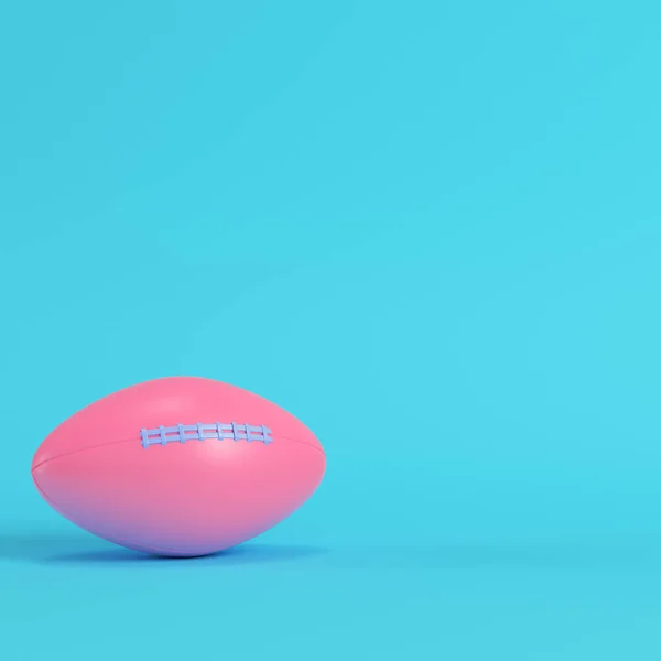 Pink Amerikai Futball Labda Világos Kék Háttér Pasztell Színekkel Minimalizmus — Stock Fotó