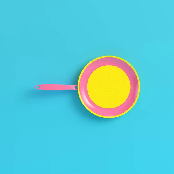 Gelbe Pfanne Auf Hellblauem Hintergrund Pastellfarben Minimalismus Konzept Darstellung — Stockfoto