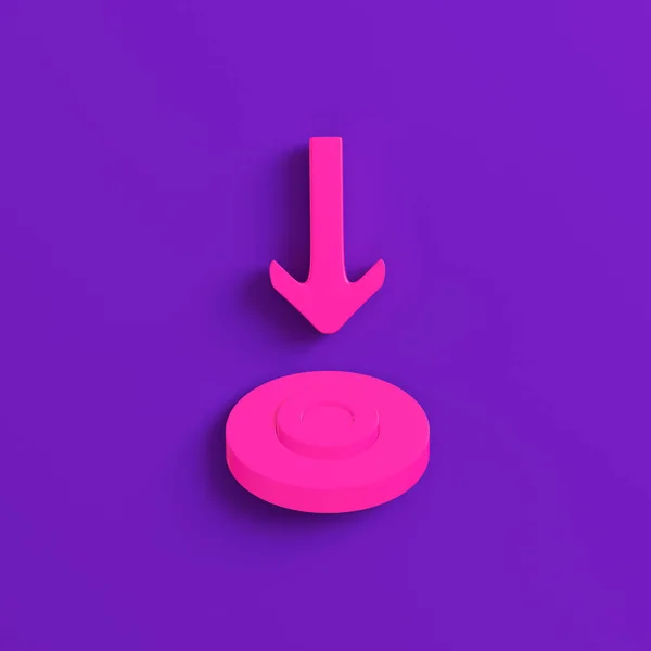 Pink arrow pointing target on purple background. Minimalism conc — Stock Photo, Image