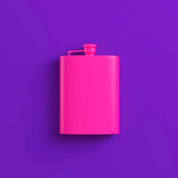 Pink hip flask on purple background. Minimalism concept — Stock Photo, Image