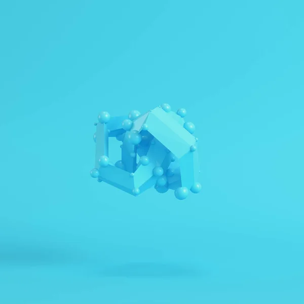 Abstract low poly shape on bright blue background in pastel colo — 스톡 사진