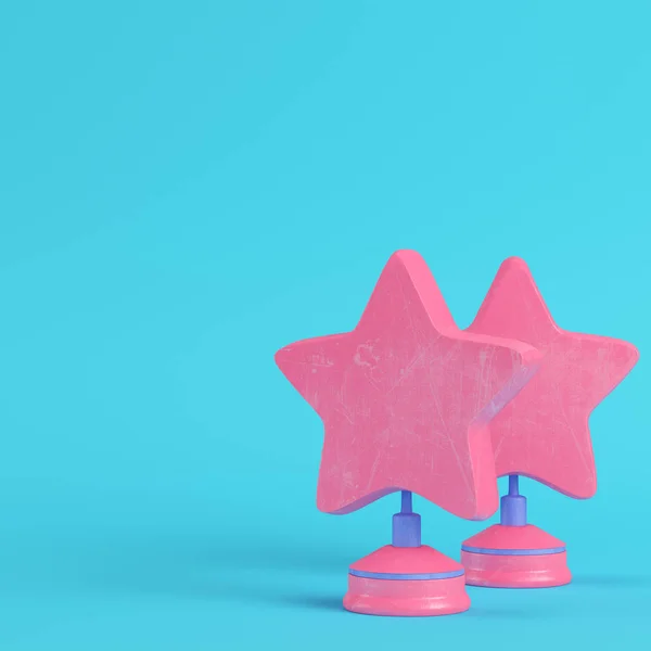 Stars with stand on bright blue background in pastel colors. Min — Stock Photo, Image