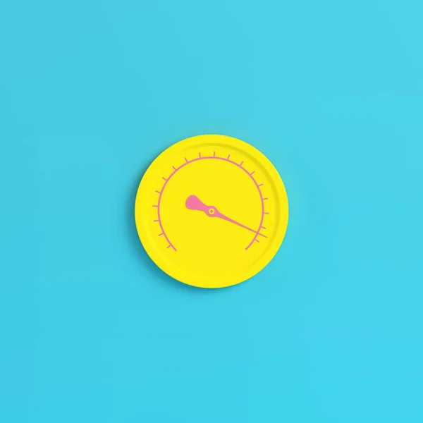 Yellow gauge on bright blue background in pastel colors — Stock Photo, Image