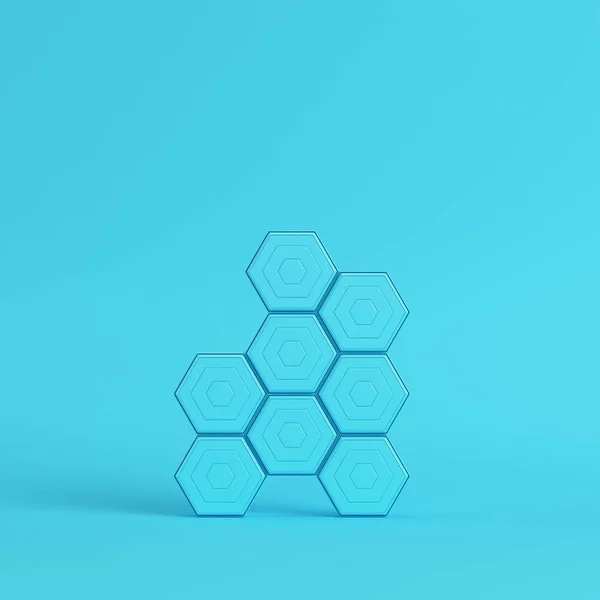 Abstract hexagons on bright blue background in pastel colors — Stock Photo, Image