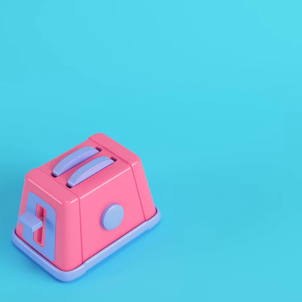 Pink toaster on bright blue background in pastel colors. Minimal — Stock Photo, Image