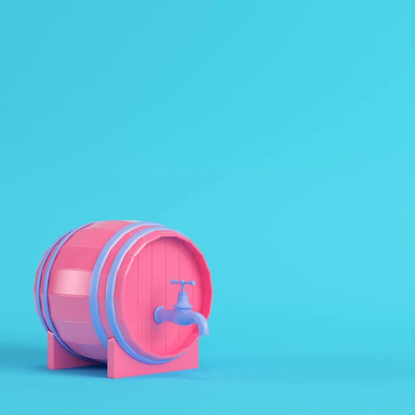 Roze Vat Met Een Tik Helderblauwe Achtergrond Pastelkleuren Minimalisme Concept — Stockfoto