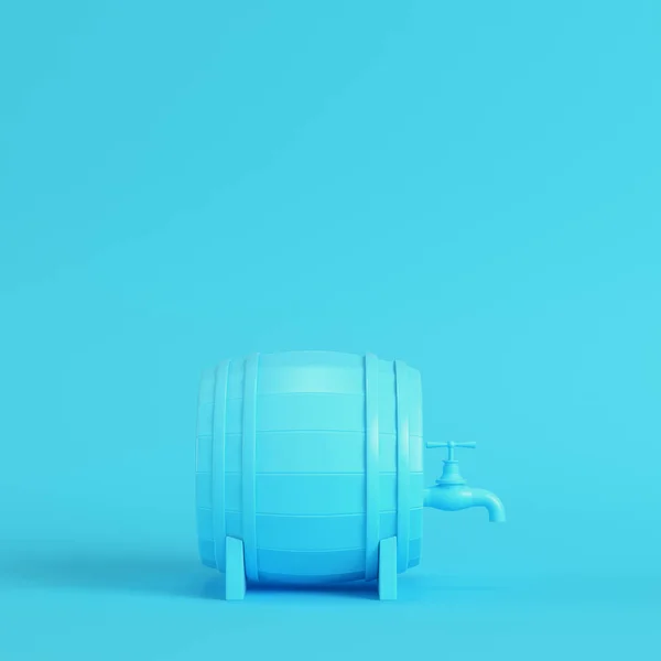 Βαρέλι Βρύση Έντονο Μπλε Φόντο Παστέλ Χρώματα Μινιμαλιστική Έννοια Απόδοση — Φωτογραφία Αρχείου