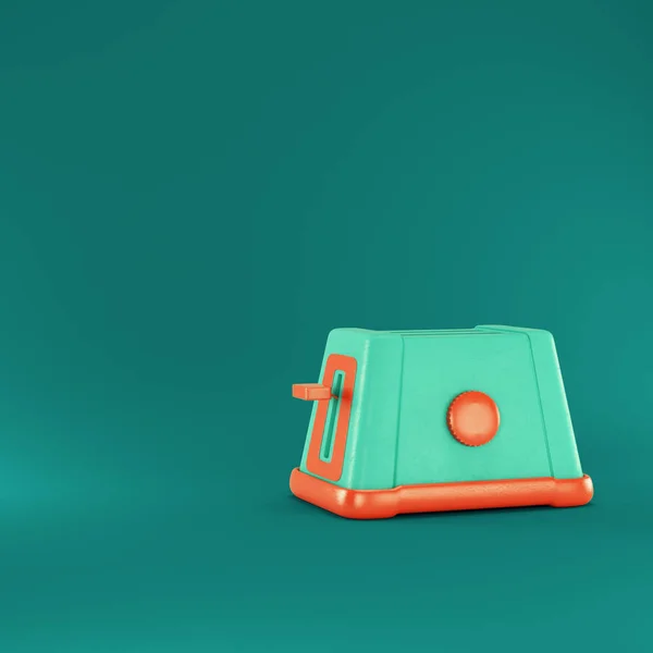 濃い緑色の背景にトースター 3Dレンダリング — ストック写真
