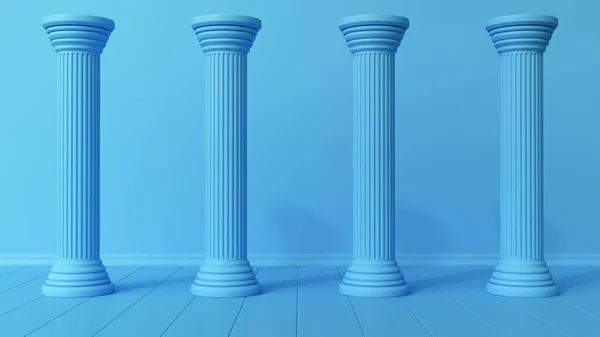 Чотири Колони Синьому Інтер Єрі Мінімалізм Візуалізація — стокове фото