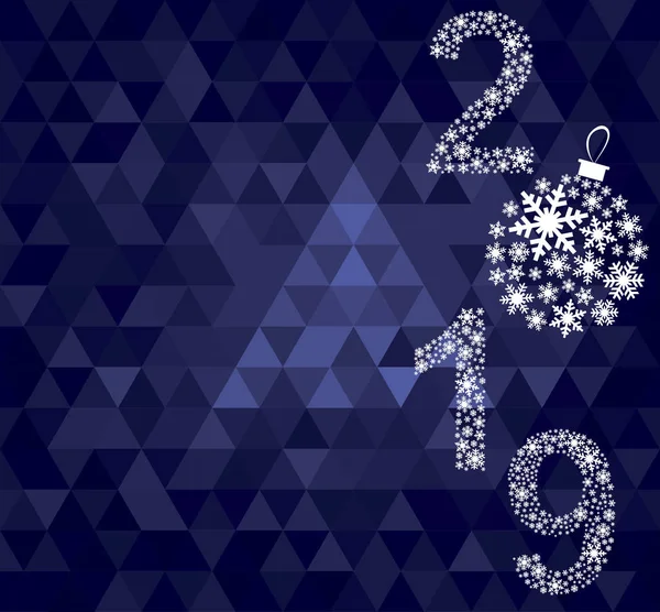 Gelukkig Nieuwjaar 2019 Wenskaart Sneeuwvlok Achtergrond Stock Illustratie — Stockvector