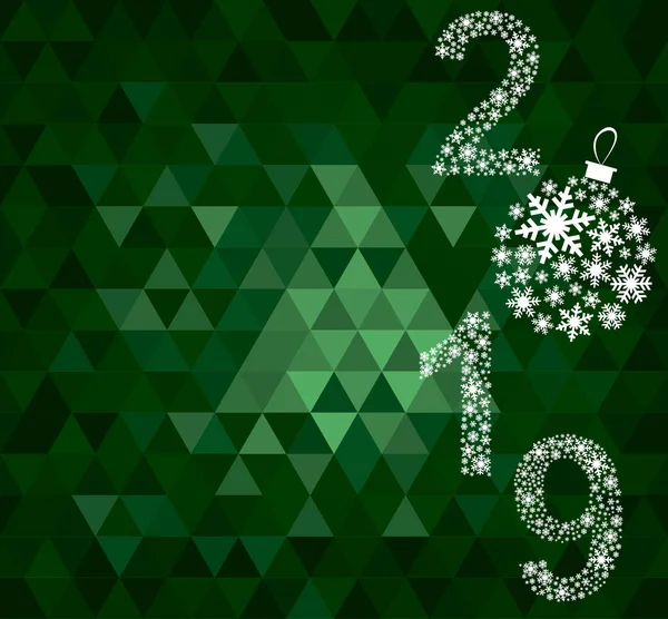 Feliz Año Nuevo 2019 Tarjeta Felicitación Copo Nieve Fondo Stock — Vector de stock
