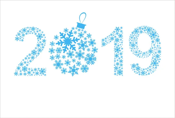 Поздравление Новым 2019 Годом Иллюстрация Фоне Снежинки — стоковый вектор
