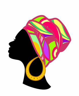 beyaz zemin üzerinde bir Afrikalı kadın profili 