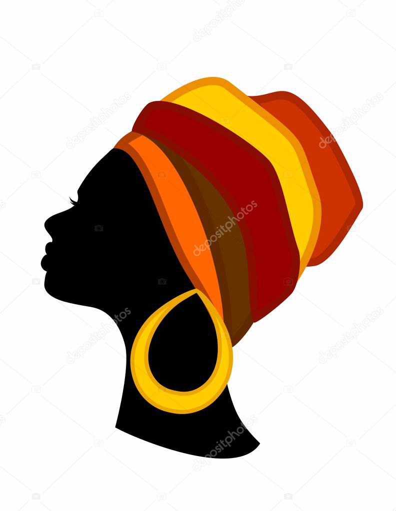 Profile of an African woman on a white background