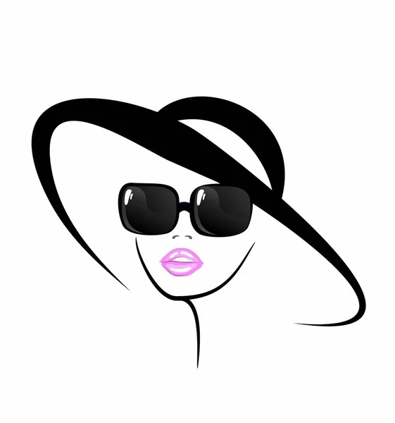 Head Young Woman Hat Sunglasses — Stock Photo, Image