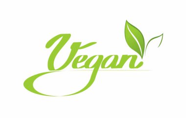 Vegan işareti yeşil yaprakları ile 