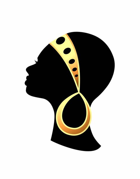 profile of an african woman  in golden band