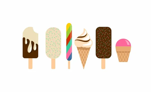 Набор Красочных Вкусных Мороженых — стоковый вектор