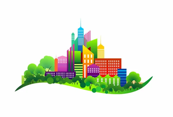 Colorato Eco Città Terra Albero — Foto Stock