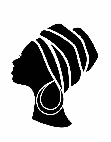 Perfil Cabeza Joven Mujer Negra Moderna — Vector de stock